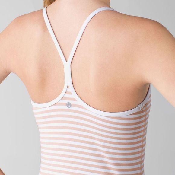 Lululemon Power Y Tank Top Narrow Bold Stripe White Nude - Picture 3 of 16